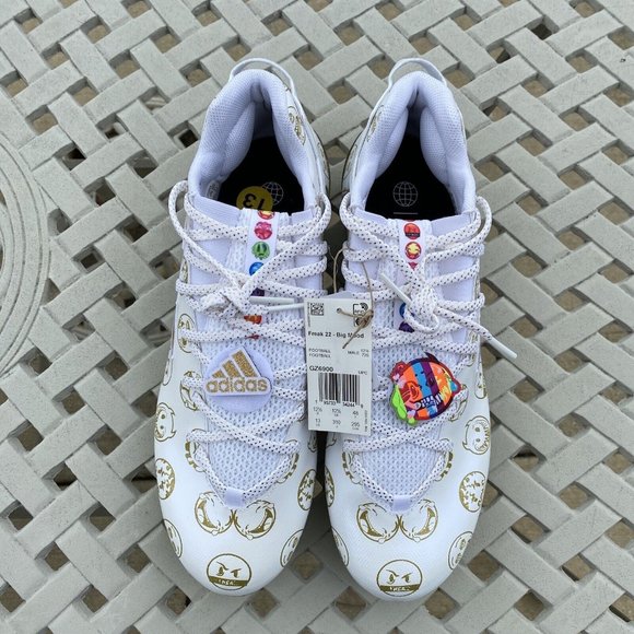 Adidas Freak 22 Big Mood DSG SM Emoji White Gold Football Cleats Men's Size 13 - Picture 7 of 9